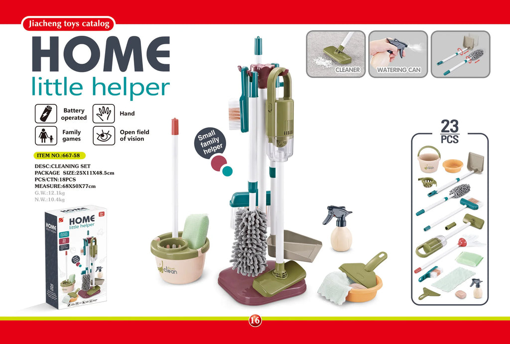 Kids Simulated Life Cleaning Toys Children's Pretend Play Cleaning Set and Sanitation Simulation Broom Vacuum Cleaner Tool Toy