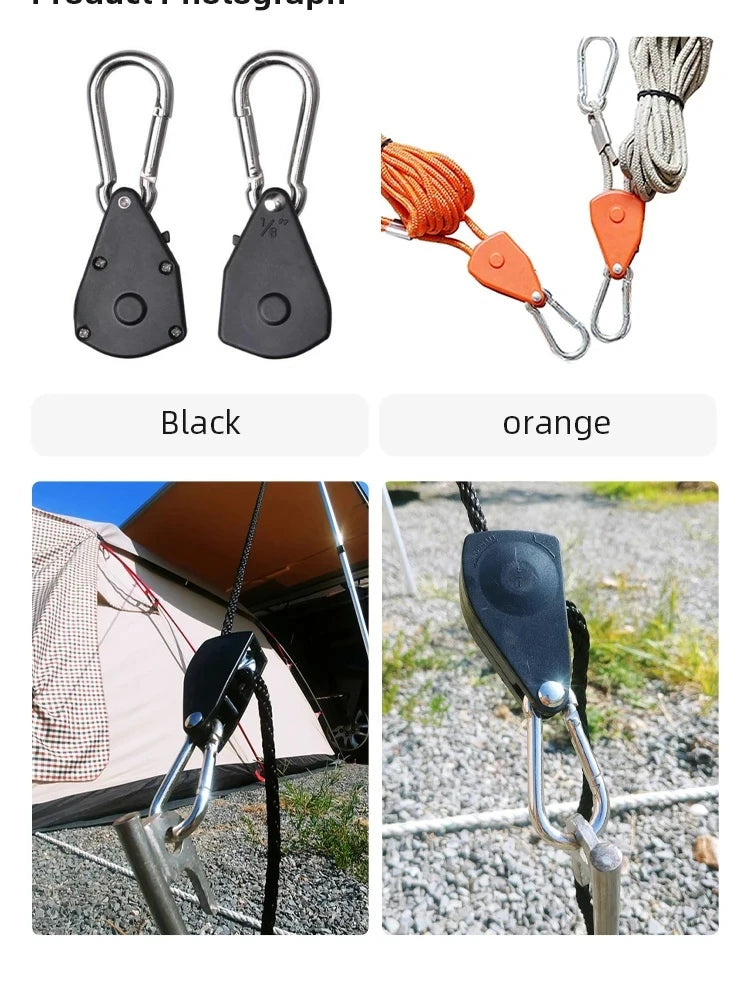 5m Adjustable 8 1 Inch Hanging Rope for Outdoor Camping Plant Growing Light Rope Ratchet Hanger Pulley Lifting Pulley Hook