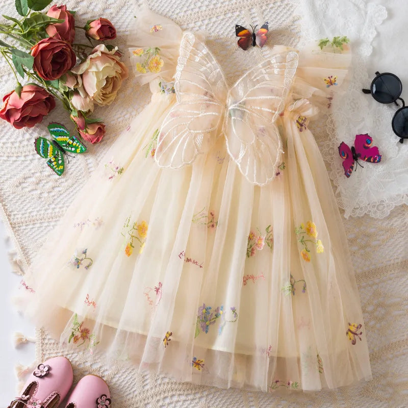 Girls' Dress Summer Floral Mesh Baby Girls Dress Adorable Wedding Flower Girl Dress Baby Girl Clothe