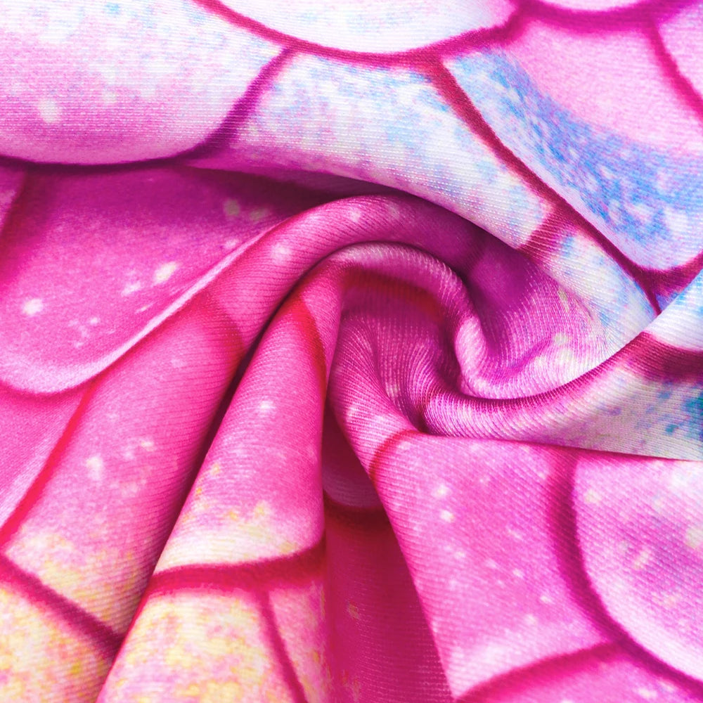 Girls One-Piece Mermaid Tail Swimsuit, Cute Beach Bathing Suit, Children Performance Cosplay Costume, Kids Dress Up Clothes