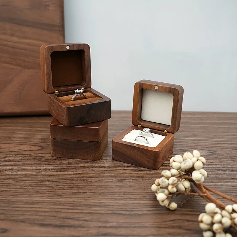 Multi-Layer Jewelry Organizer Box, Wooden Wedding Ring Case With Earring Storage & Gift Packaging