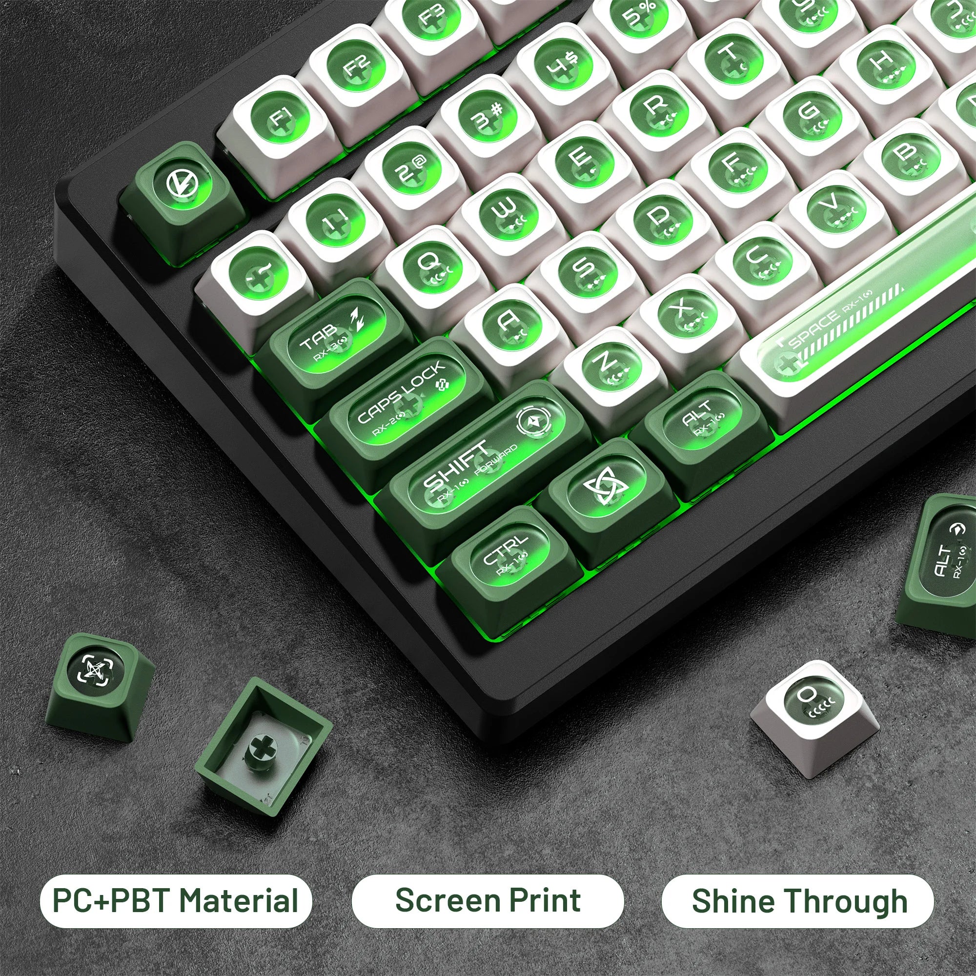 XVX White Shine Through Cats eye MAX Profile Dye-Sub PBT Keycap Set 136-Key