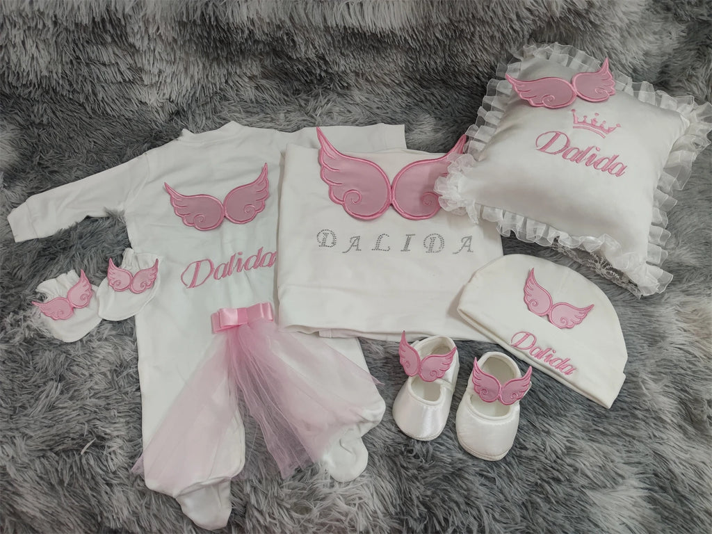 5pcs Newborn Baby Nursery Kids Outfit Clothing Cotton Infant Care Wrapped Baby Products Pants Mittens Receiving Blanket