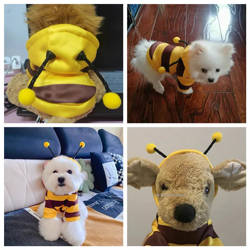 Dogs & Cats Bee Pet Puppy Coat Apparel Outfit Dog Hoodies Winter Warm Cat Cosplay Costume Holiday Outfit for Small Medium