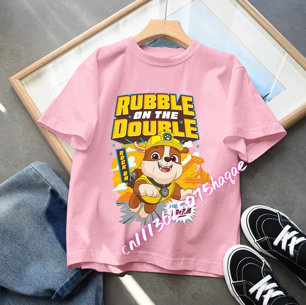 Summer PAW Patrol Children T-Shirts Cartoon Chase Skye Short Sleeves Top Tees Fashion Anime Girls Boys Shirts Kids Clothes Gift
