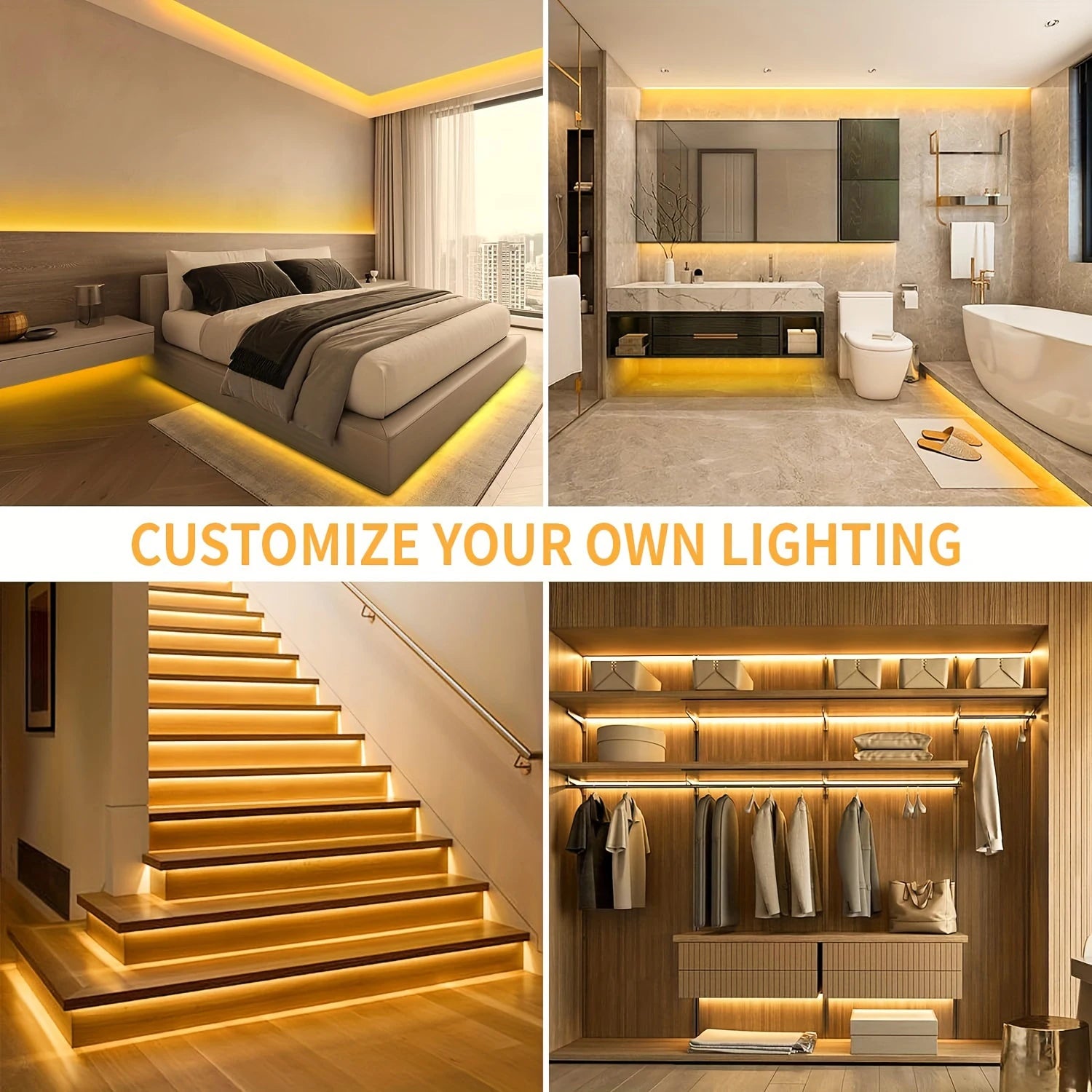 USB Led Strip Lights DC 5V 2835 White / Warm White Led Lights with ON/OFF Switch for Bedroom, Mirror, Cabinet, Wardrobe, TV