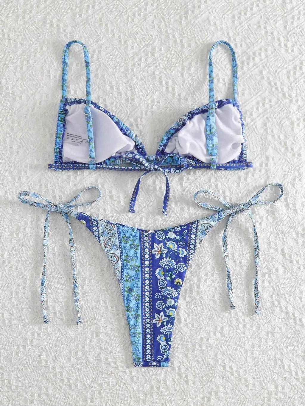 BIQIUYYI New Floral Print String Bandage Bikinis Triangle Cup Push Up Swimsuit Women Bathing Suit Beachwear Halter Swimwear XS