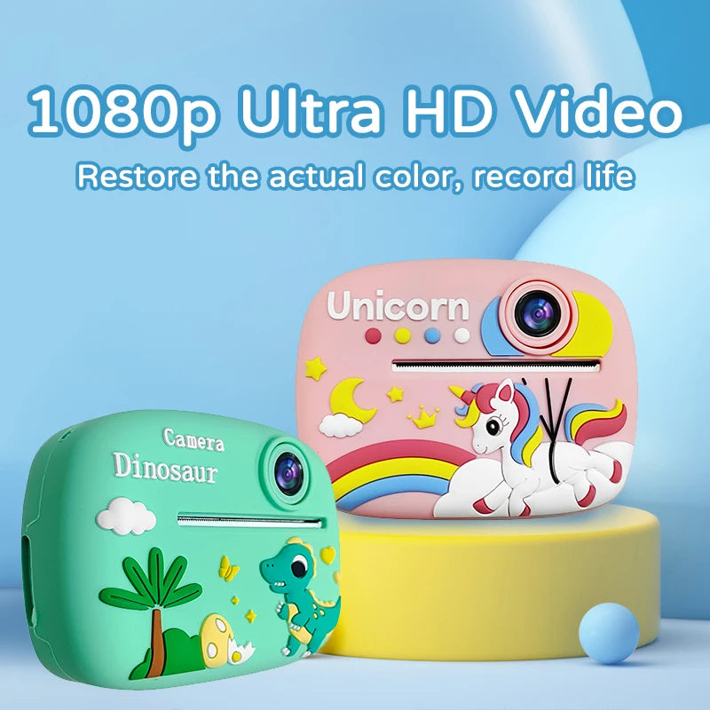 Kids Camera Instant Print 1080P HD Toddler Digital Video Camera 2.4-Inch Toy for Girls Boys Age 3-12 Christmas Birthday Gift