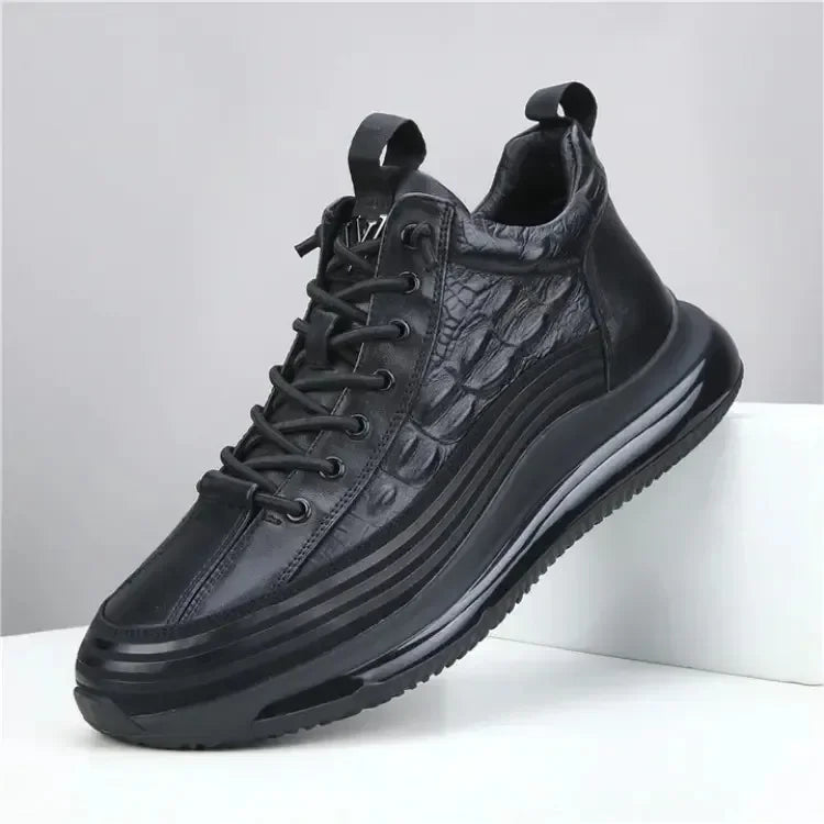 Men's Patent Leather Shoes Thick Sole Male Adult Drawstring Lace-up Shoes Vintage Retro Casual British Style Shoes Streetwear