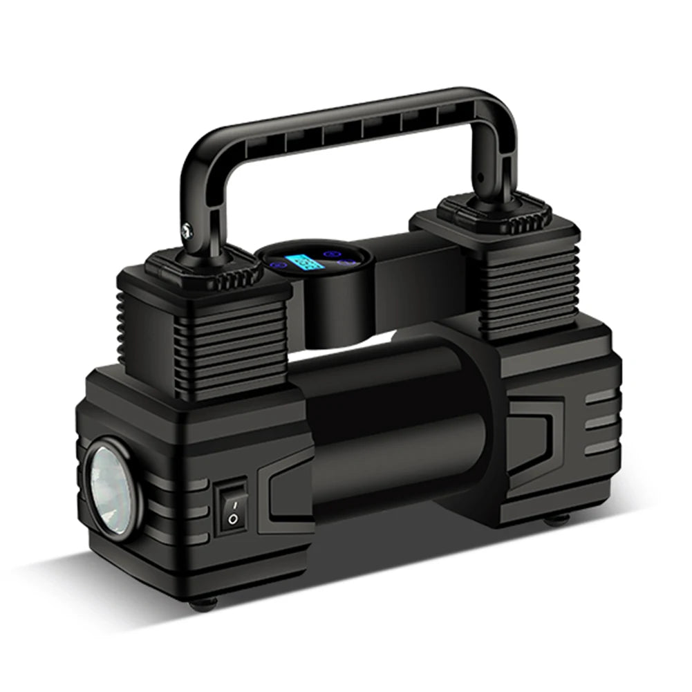 12V 150PSI Mini Air Compressor Dual Cylinder Heavy Duty Tire Inflator with LED Light Car Electric Air Pump Auto Inflatable Pump