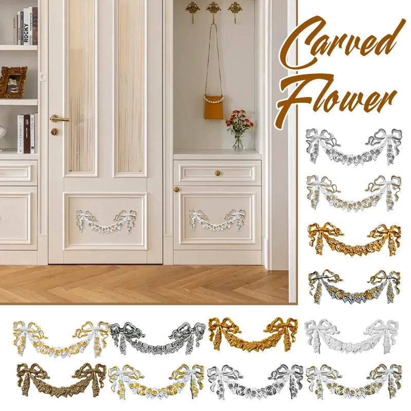 European Style Wall Decor Flower Frame Carving Crafts Wardrobe Wine Cabinet Decals Window Furniture Sliding Door Decor