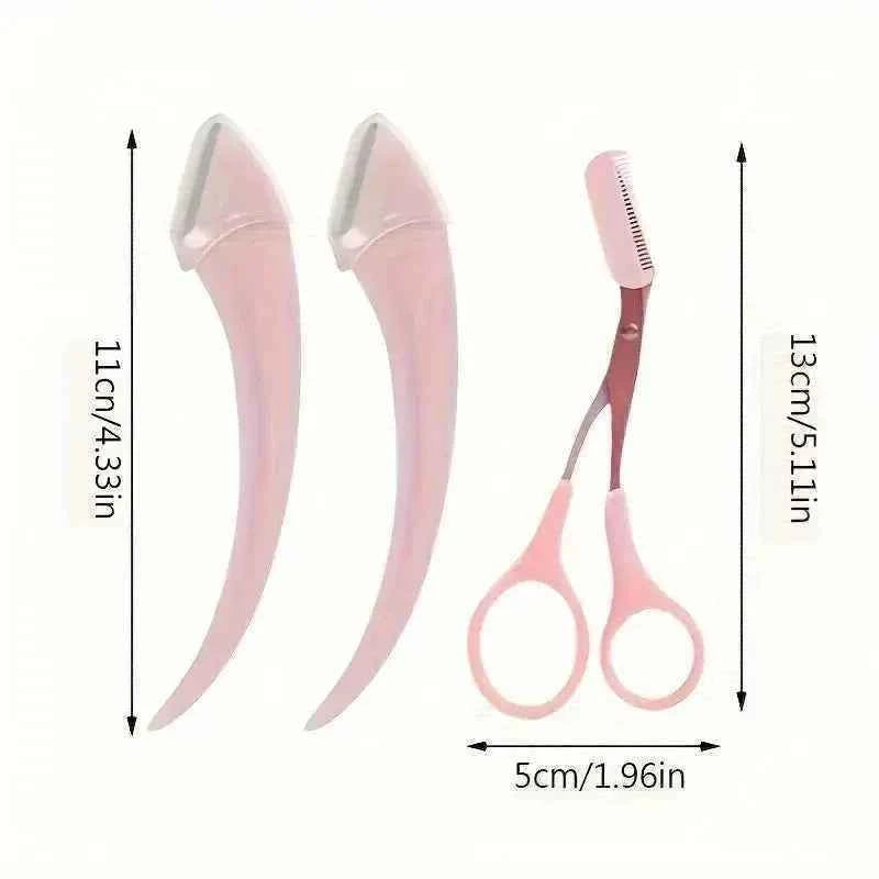 Complete Eyebrow Grooming Kit with Precision Trimmer Razor and Scissors Comb Set Easy-to-Use Beauty Tools for Novice Users