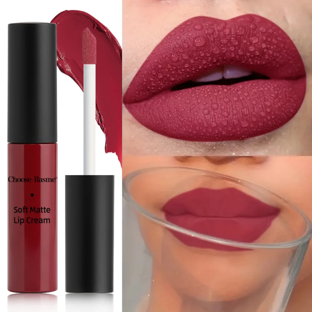 QIBEST Sexy Velvet Matte Lip Gloss Liquid Lipstick Lipgloss Beauty Red Nude Waterproof Long-lasting Lip Stain Makeup For Women