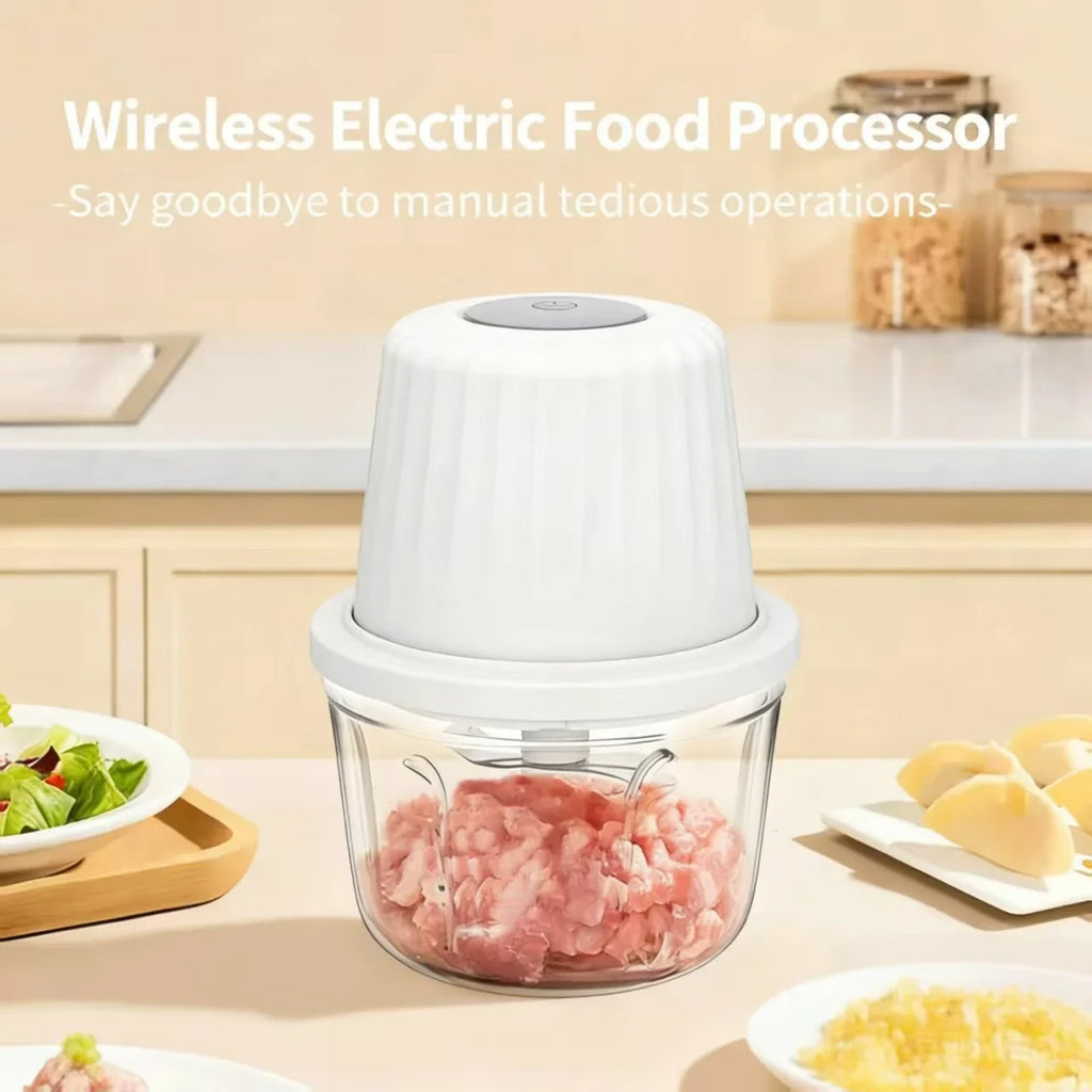Portable Electric Garlic Mincer 400ML with 6 Blades - USB Charging Mini Vegetable Chopper for Home Cooking & Picnics