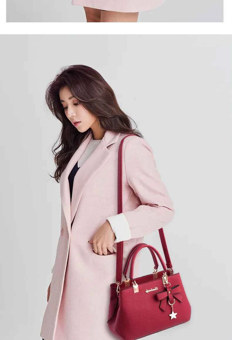Yogodlns Elegant Women Messenger Bags with flower pendant Office Ladies Totes Pure Leather Handbag for female Crossbody Shoulder