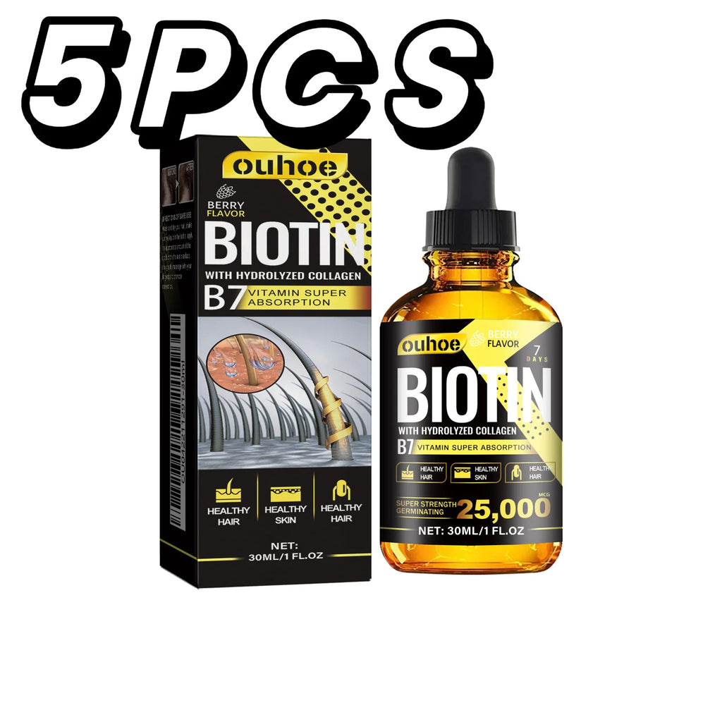 Biotin Hair Oil Collagen Scalp Serum Strengthening Treatment Natural Rosemary Ginseng Extract Thicker Volume Care For All Types