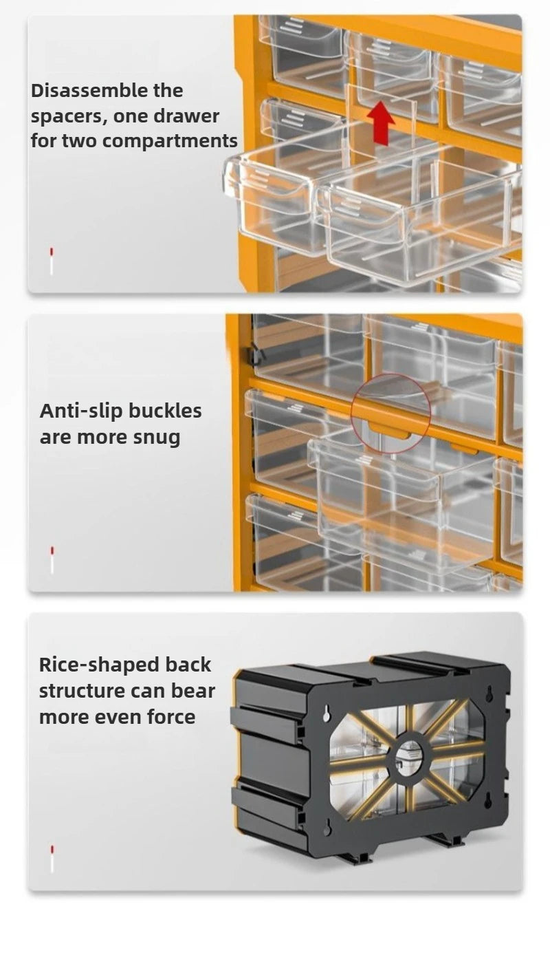 Hardware Toolbox Hanging Design Tool Parts Box Drawer-type Classification Storage Box Sturdy and Durable Tools Packaging