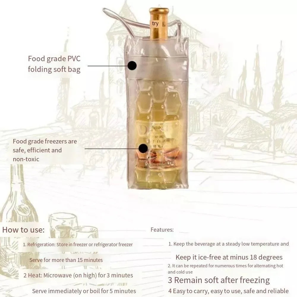 Portable Beer Iced Tote Bag Insulated Red Wine Handbag Outdoor Practical Portable PVC Gift Bag Wine Bottle Freezer Bag