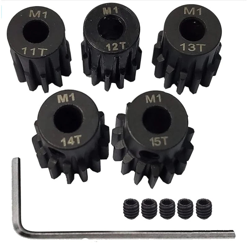 1/5PCS Metal Steel M1 Pinion Gear Sets 21T 22T 23T 24T 25T 5mm Shaft Motor Gears with Hex Key for 1/10 RC Brushless Brush Motor
