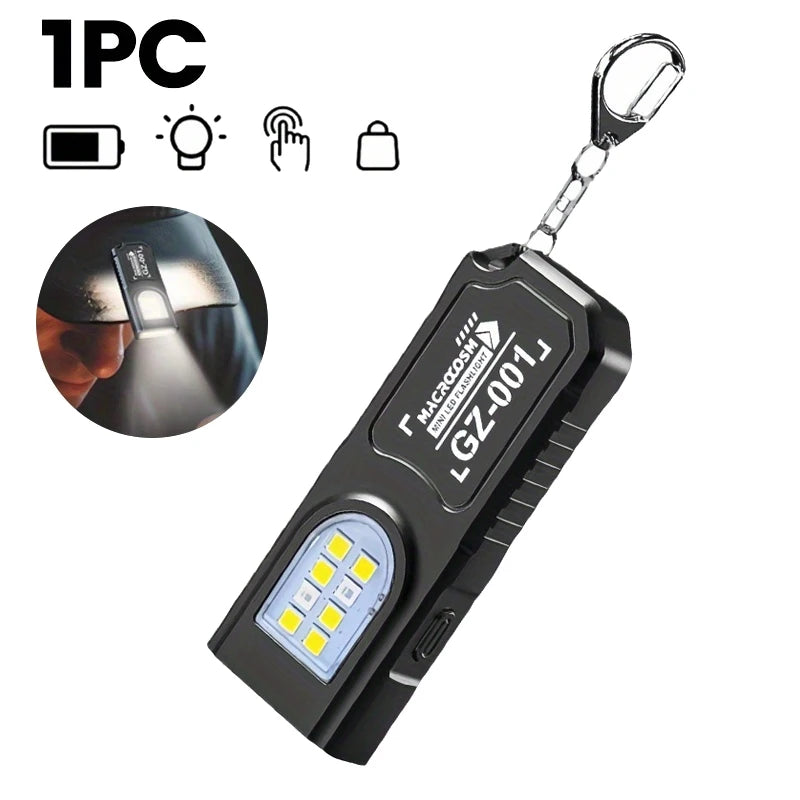LED COB Flashlight Type C Rechargeable 600LM Portable Mini Torch Pocket Lantern Flood Work Light With Magnet For Emergency
