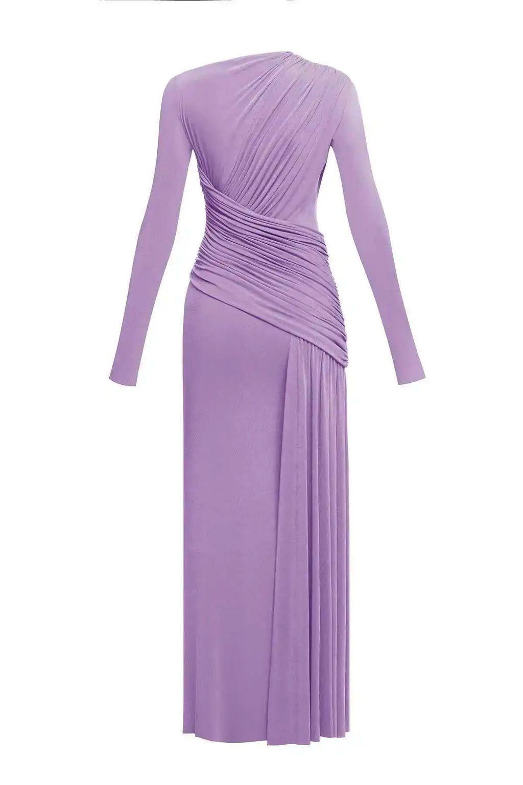 QMQA Fashion Women's Asymmetric Pleated Elegant Dress Solid Color Long Sleeve High Waist Slimming Party Dresses 2025 New QM519
