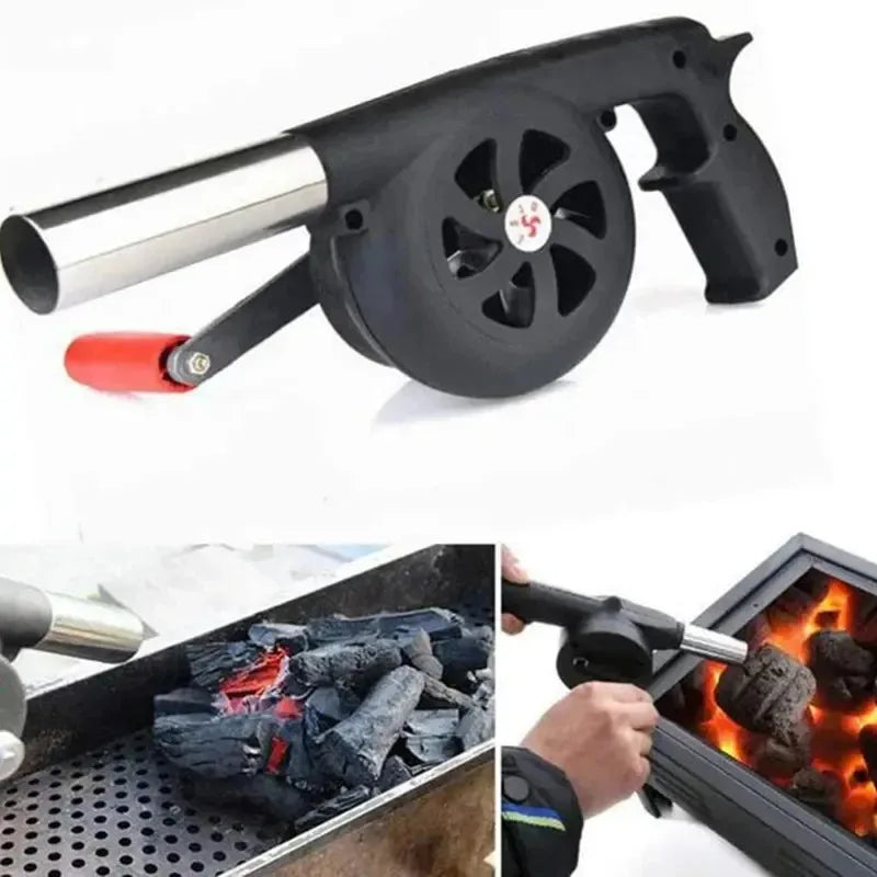 Portable Manual Rotary BBQ Air Blower Handheld Wind Box for Outdoor Barbecue Picnic Cooking Tools