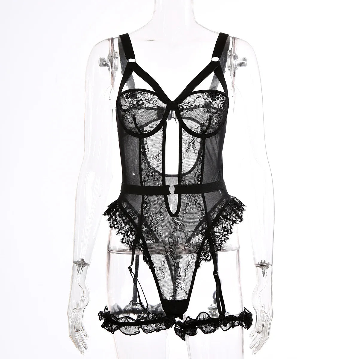 Pink Embroidery Floral Backless Sexy Mesh Sheer See Through One-piece Rompers Women Sexy Lingerie Slim Bodysuit Female Clubwear