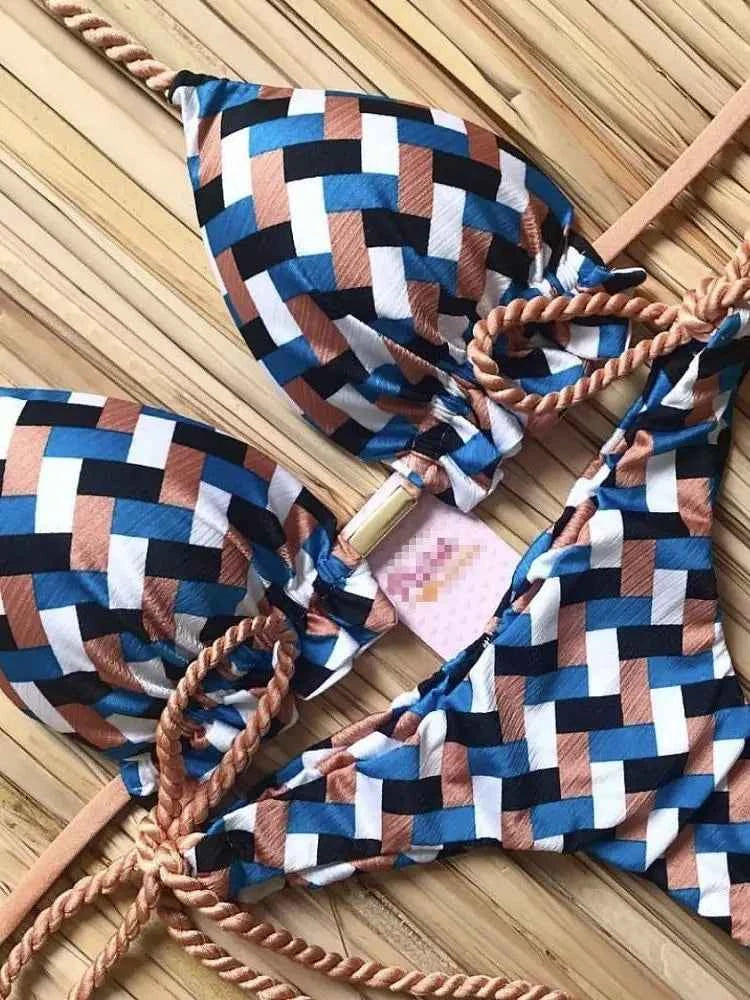 2020 New Bikinis Women Swimsuit Cross Bandage Swimwear Push Up Bikini Set Beach Bathing Suit Brazilian Biquni Print