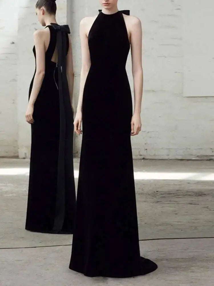 DEAT Elegant Dress Bowknot Ribbon Backless Zip Sleeveless Mermaid Women's Evening Party Dresses 2026 Spring New Fashion 35Z1299