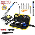 15pcs Kit 220V 60W Soldering Iron Kit 450°C Adjustable Temperature Welding Tool Set With Solder Sucker Tin Wire EU PLUG
