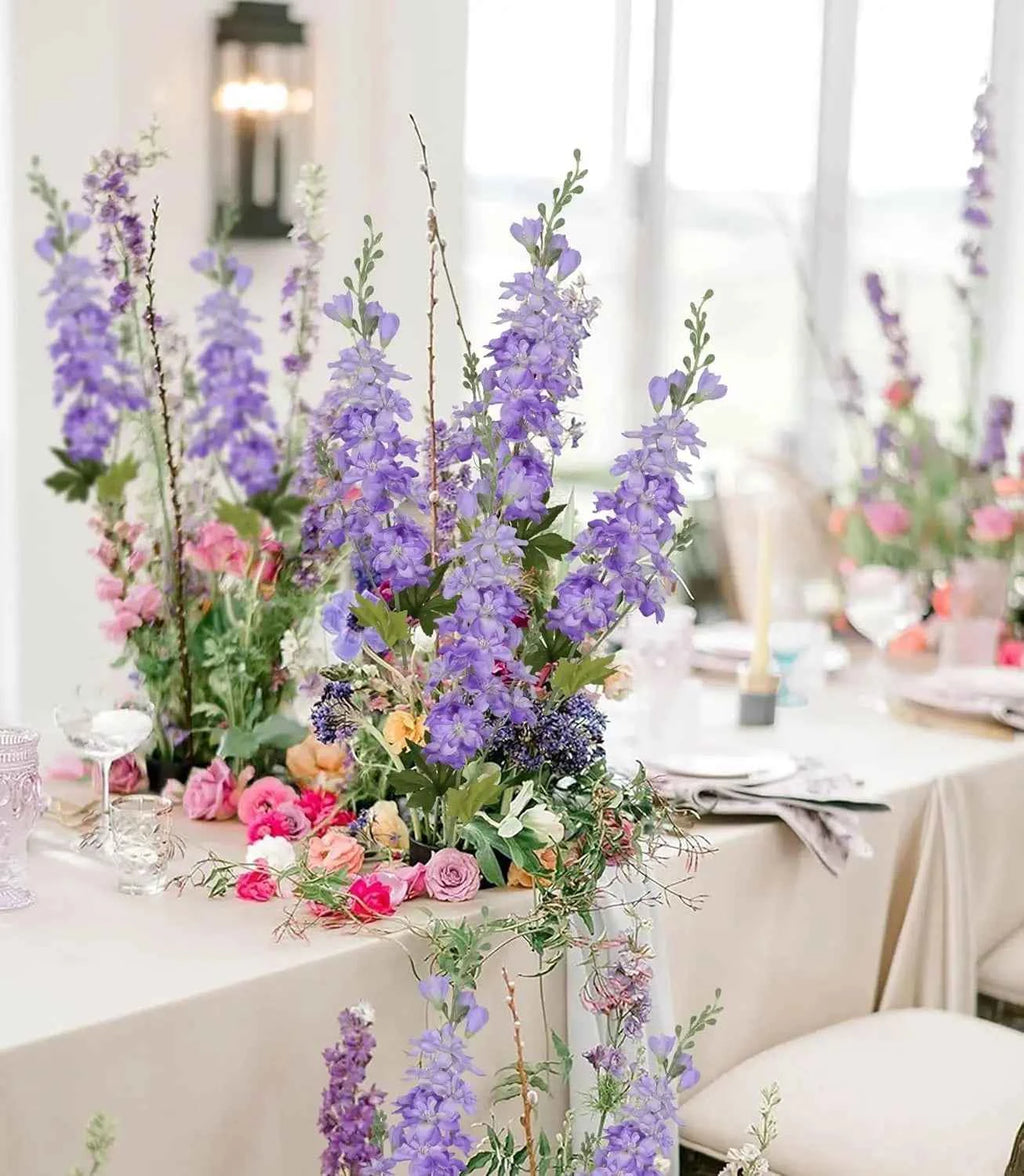 YeeNanee 6pcs Blue Delphinium Artificial Flowers Long Stem Larkspur for Wedding Centerpieces Floral Arrangements Home Vase Decor