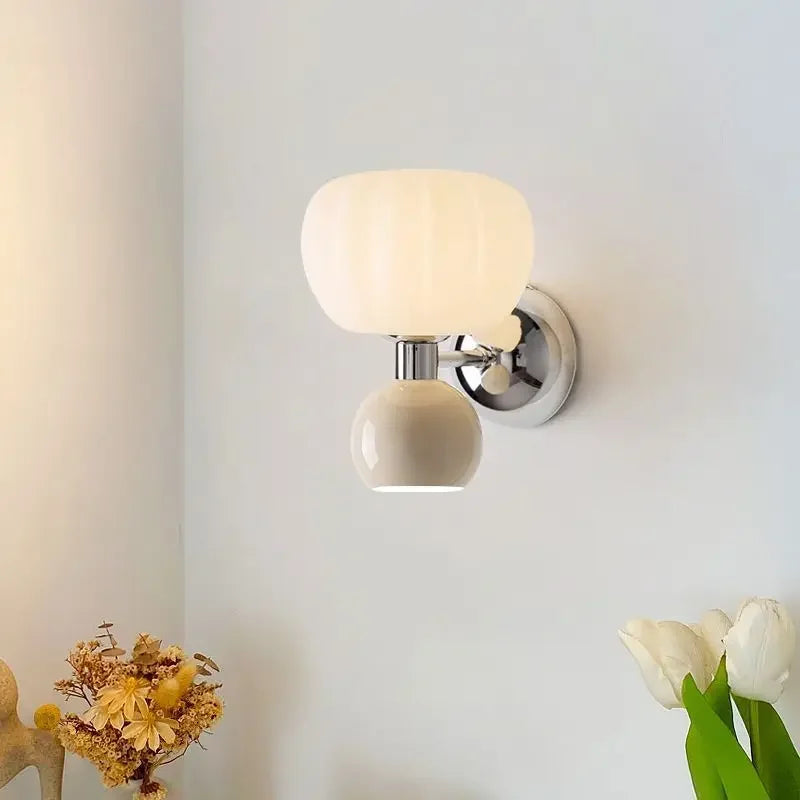 Wall Decor Room Decor Cream Style Creative Middle Lamp Bedroom Bedside Aisle Lamp Balcony Double Head Background Wall Wall Lamp