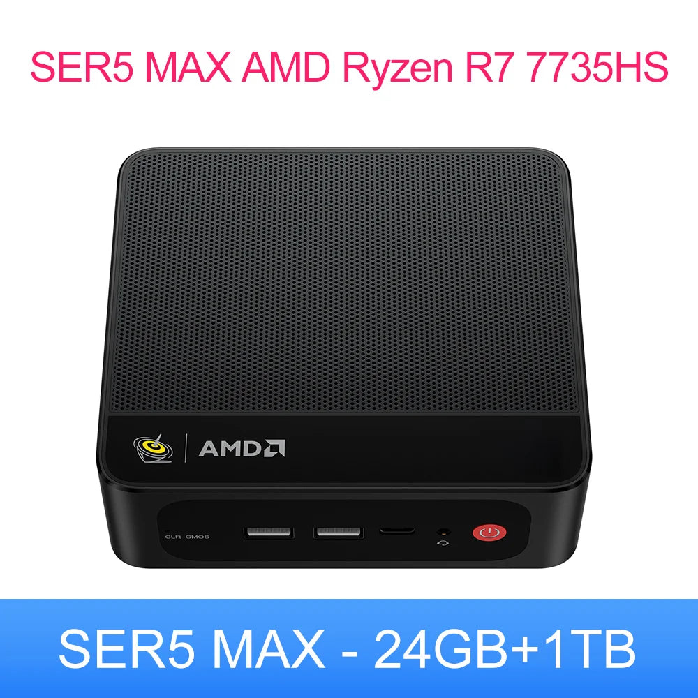 Beelink Ryzen 7 SER5 MAX 6800U SER5 MAX 7735HS 6800U Mini PC AMD DDR4 24GB RAM 500GB 24G1T SSD WiFi6 4K Desktop Computer