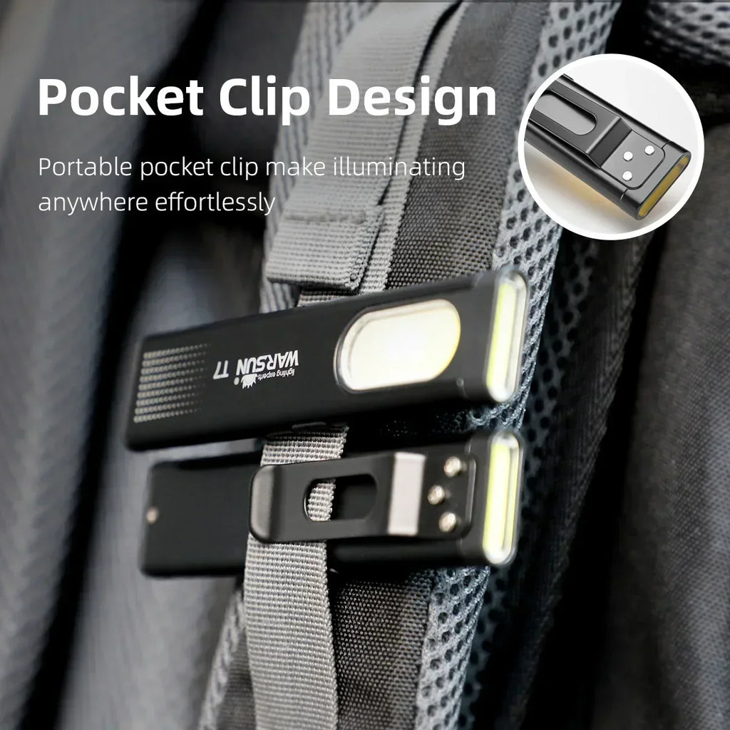 2025 New Warsun LED Keychain Flashlight USB-C Rechargeable Portable Mini Torch Light Pocket Lantern Flood Work Light With Magnet