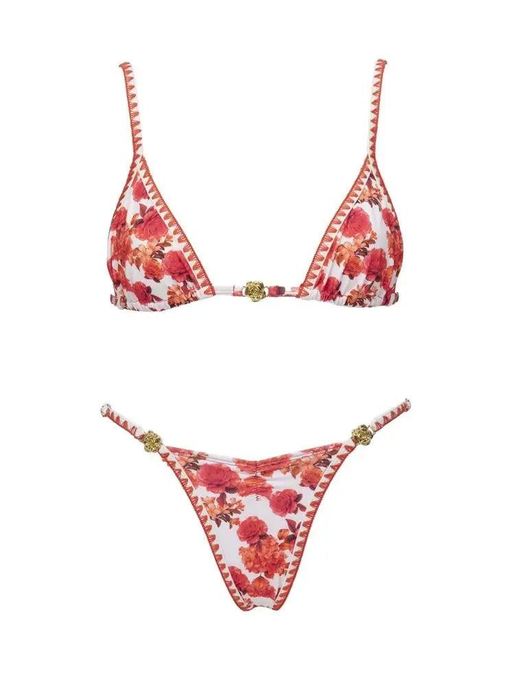 Print Bikini Swimsuit and Cover Up Bikini Set Women Sexy Lace Swimwear High Leg  Bathing Suit Beachwear Biquini