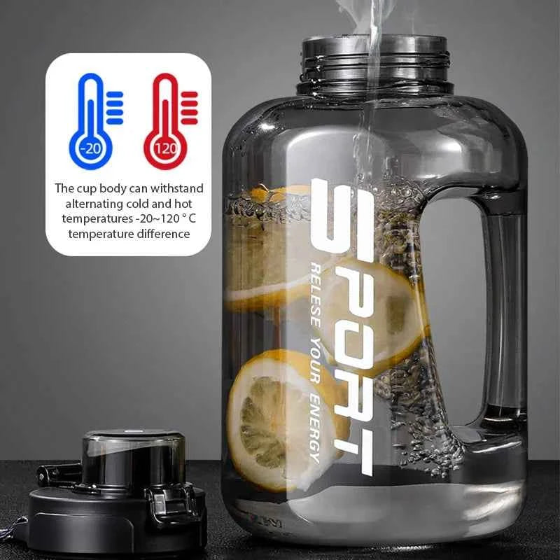 1.2L/1.7L Large Capacity Ton Bucket Water Bottle Large Belly Cup Fitness Sports Water Bottle Portable Plastic Space Cup