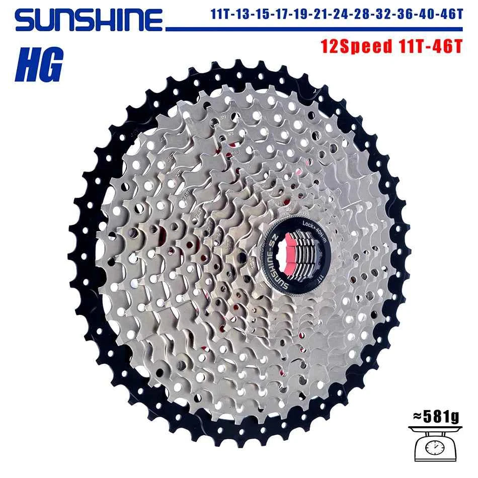 SUNSHINE Bicycle Cassette 8/9/10/11/12Speed Freewheel HG Structure Sprocket 32/36T/40T/42T/46T/50T/52T Flywheel For SHIMANO/SRAM
