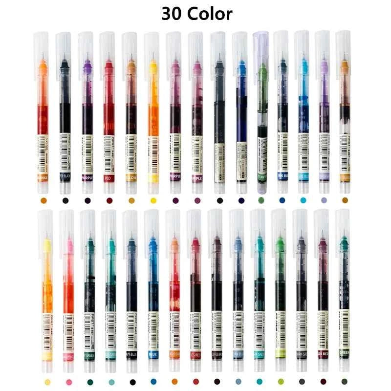 12 Color/set Student School Office Stationery Fine Nib Gel Pen Big Ink Capacity Ballpoint Pen Straight Liquid Rollerball Pen