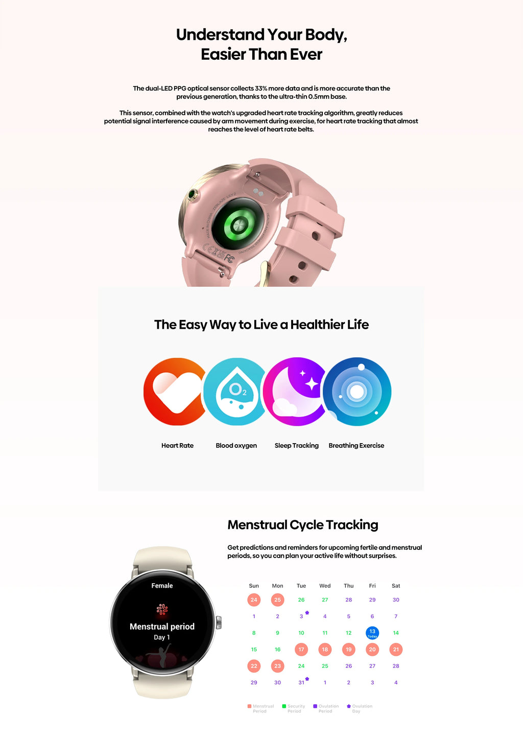 NEW 2025 Zeblaze Lily 2 Bluetooth Calling Smartwatch 1.2" AMOLED Screen Double Straps Health Monitoring Smart Watch for Women