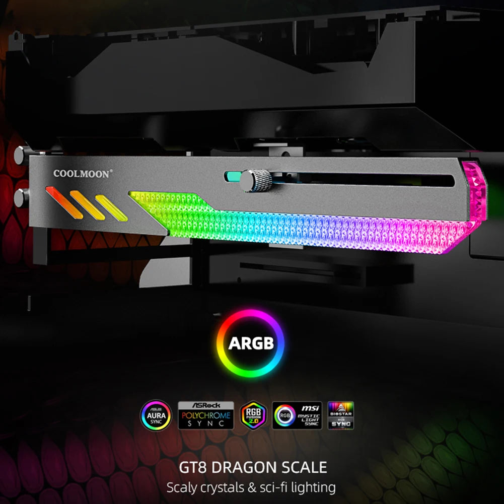 COOLMOON GT8 Horizontal GPU Support 5V ARGB Bracket Video Card Stand GPU Holder