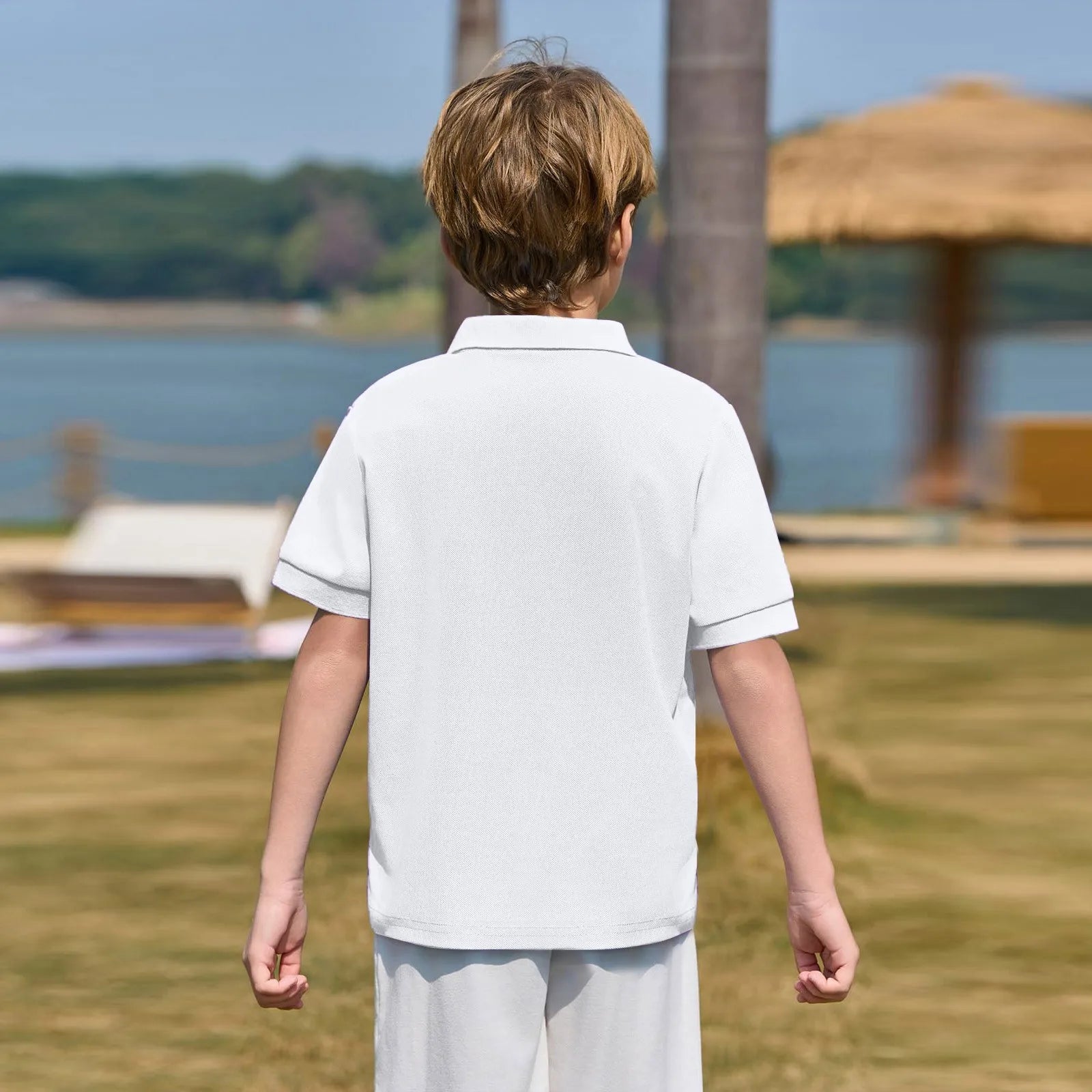 Polo Shirts Kids Basic Simple School Student Uniforms Class Uniforms Cultural Shirts Quick-Drying Turn-Down Collar for 6-11years