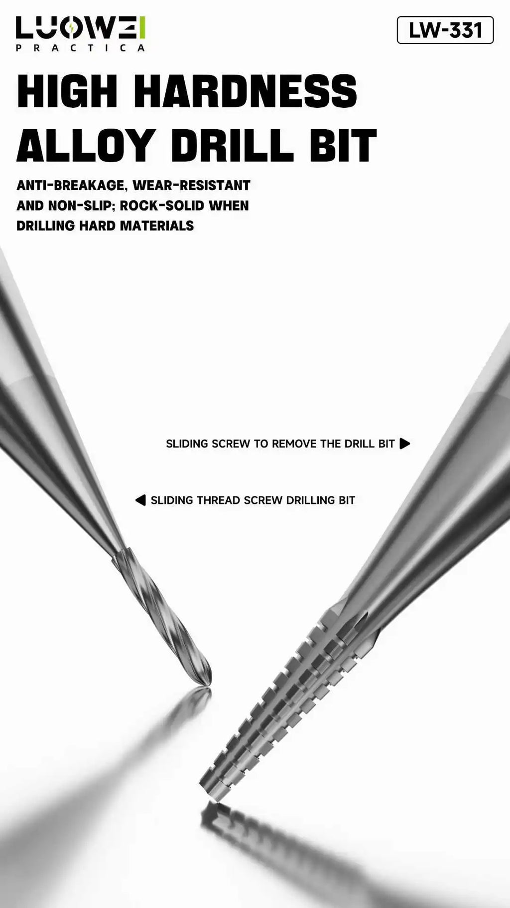 LUOWEI LW-331 2.35mm Alloy Phone Repair Stripped Screw Extractor Sliding Drill Bit Removal Extraction Tool for Phone Repair