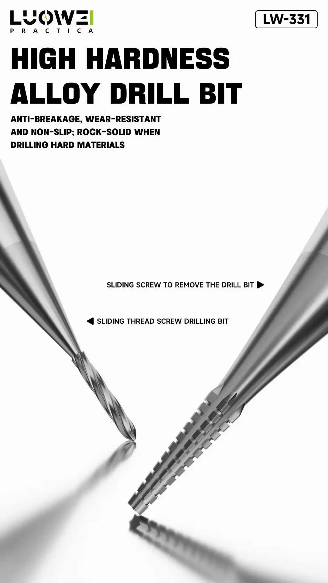 LUOWEI LW-331 2.35mm Alloy Phone Repair Stripped Screw Extractor Sliding Drill Bit Removal Extraction Tool for Phone Repair