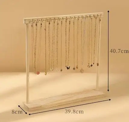 12/18 Hook Jewelry Organizer Display Stand Wood Necklace Hanging Countertop Rack For Earrings Bracelets Showcase Storage Rack