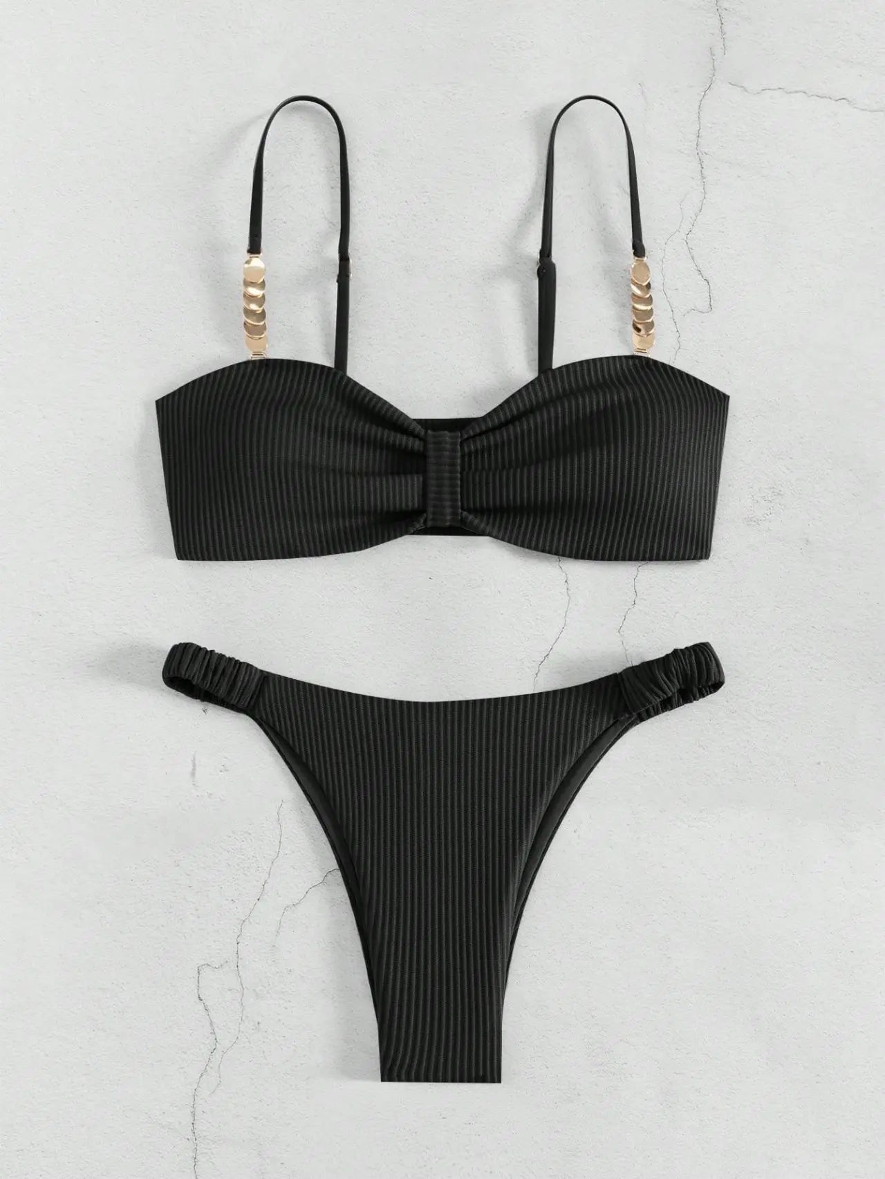 Sexy Front Bow Push Up Bikini Set 2026 Women Metal Strap Hollow Out Bra Pleate Thong Swimsuit Summer Bathing Suit White Swimwear