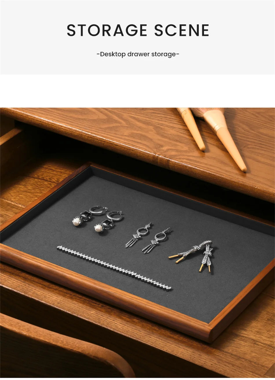 Oirlv Gray Wooden Jewelry Tray  Jewelry Display Viewing Plate Ring Pendant Bracelet Storage Plate Display Tray Jewelry Organizer