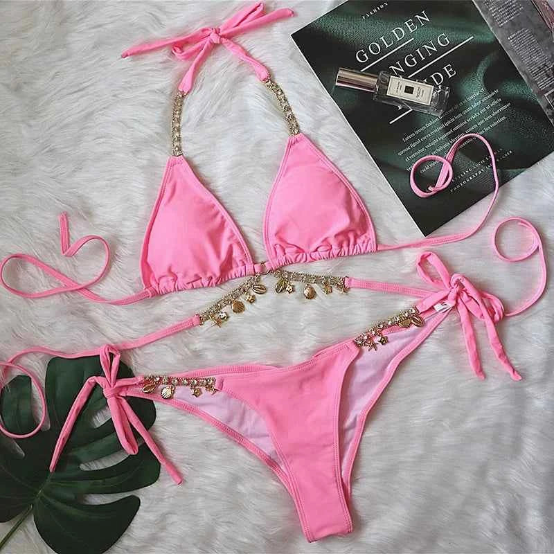 Sexy Bikinis 2026 Women's Solid Color Swimwear Female Swimsuit Swim Wear Bathing Suit Brazilian Bikini Set Beachwear Pool Bather