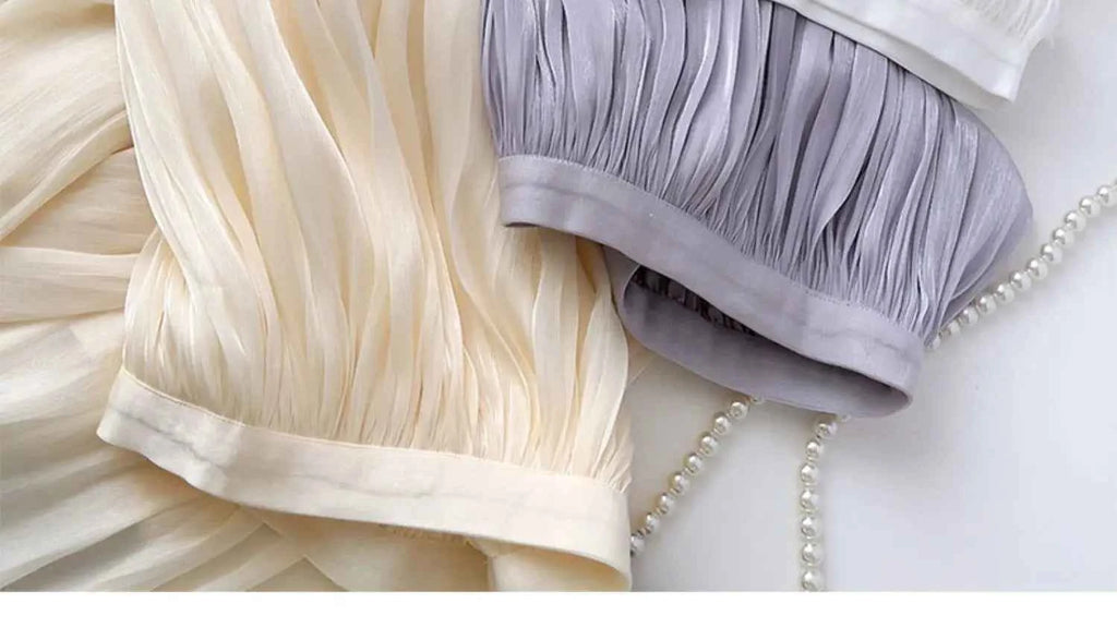 2025 Spring/Summer New Luster  A-line Women Skirt Solid Color High Waist French Paris Style Elegant Asymmetrical Skirt