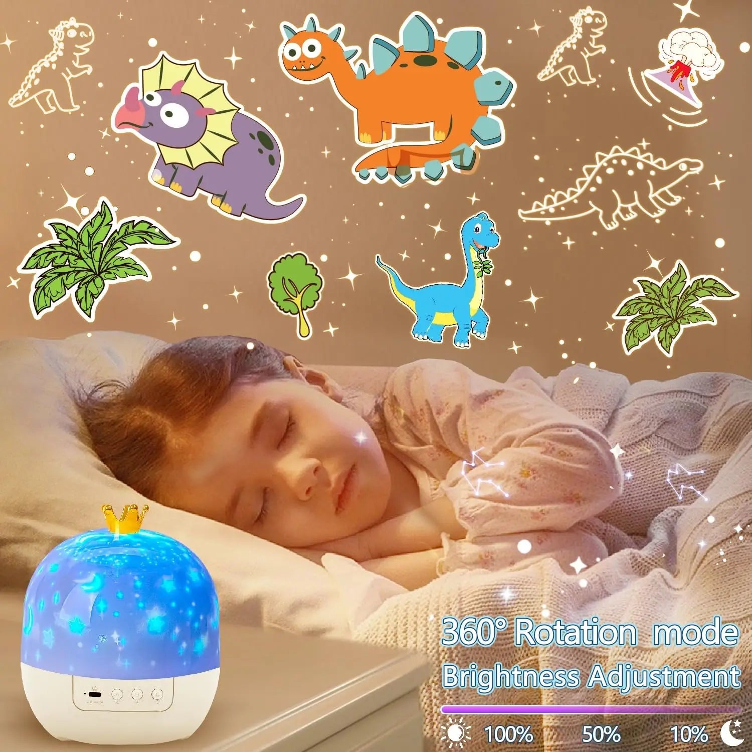 Kids led Night Light Projector, Light Projector with LED Timer and USB Cable, 360 Degree Rotation Kid Night Light Lamp for Kids