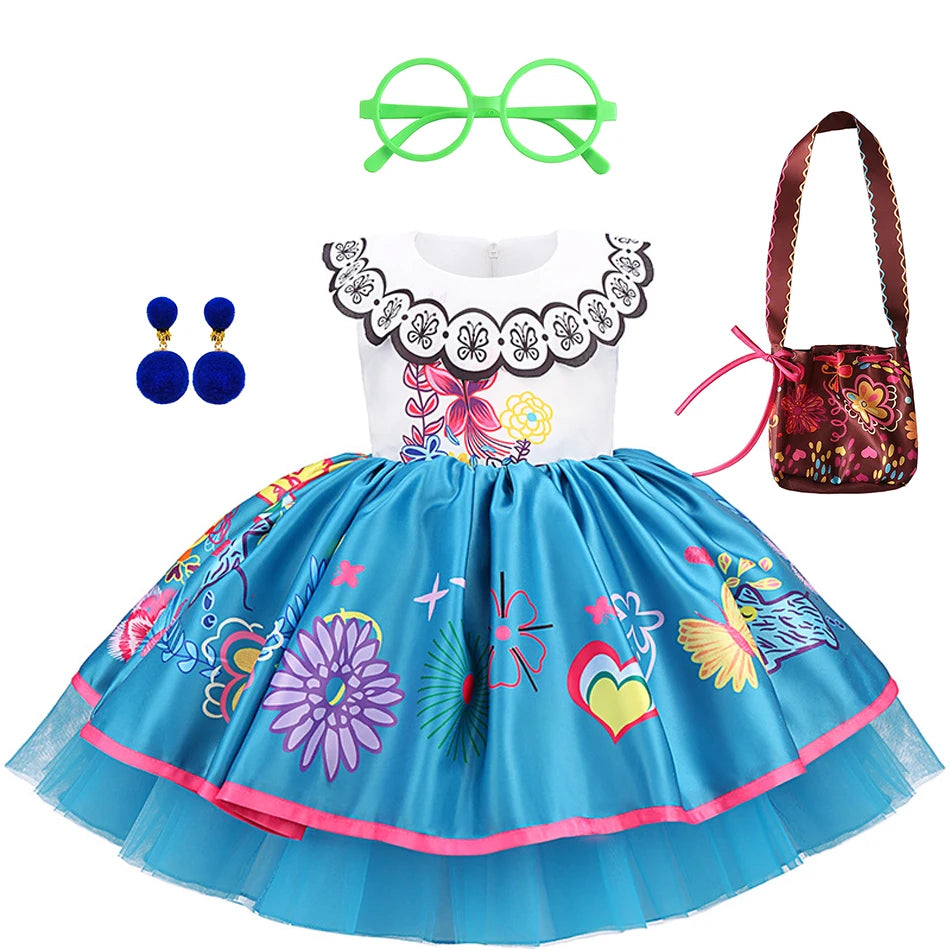 Little Girl Mirabel Dress Encanto Charm Disguise Costume Toddler Girl Birthday Party Fantasy Outfits Kids Princess Dress